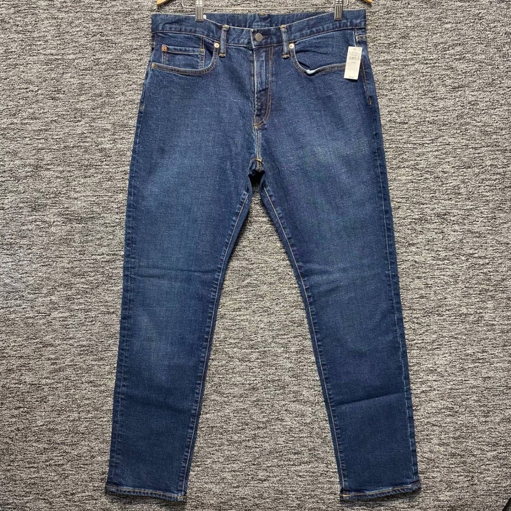NWT Gap Mens Slim Fit Denim Jeans Medium Wash Stretch Blue Pants 34x32